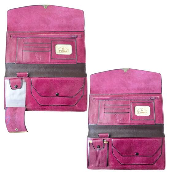 Vintage Burgundy Wine Leather Trifold Large Wallet Womens 80's - Picture 5 of 7